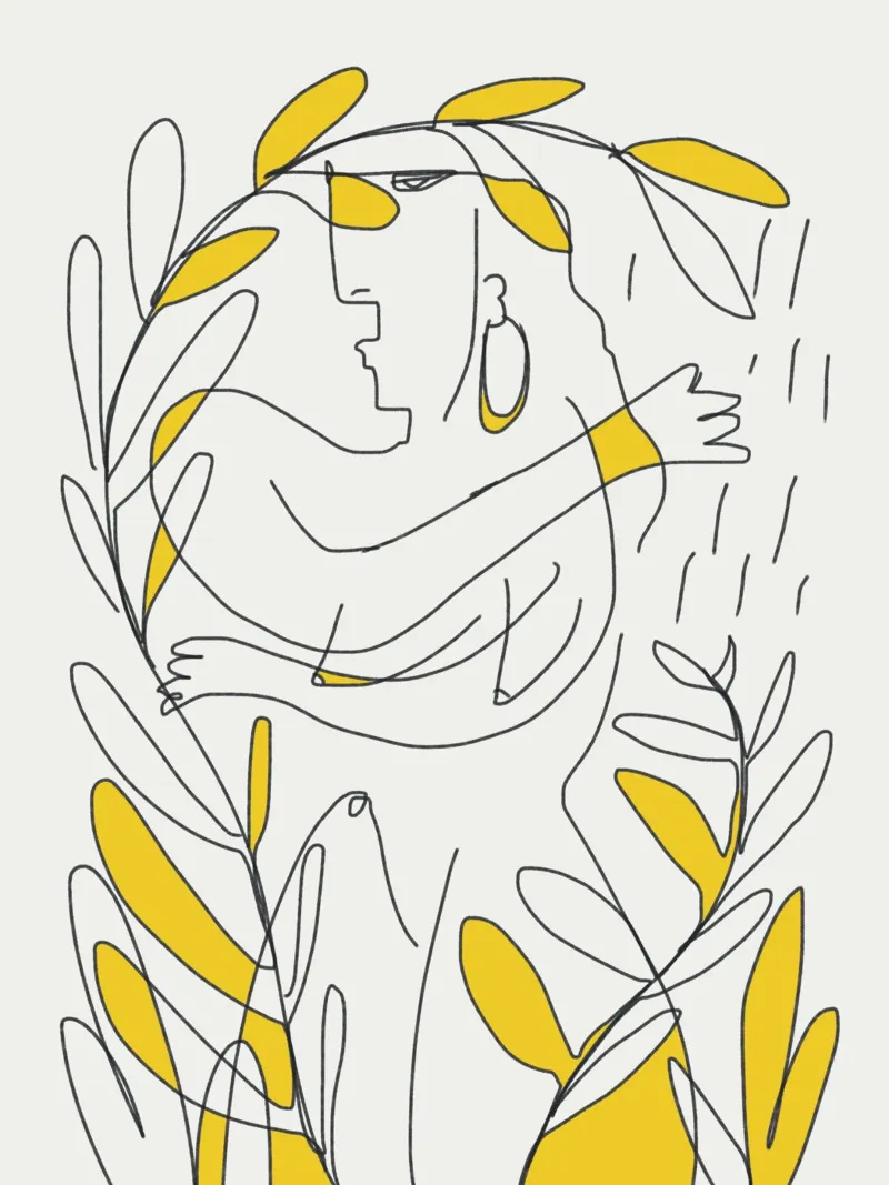 Doccia tropicale in line art pellicola backlit da Little Dean