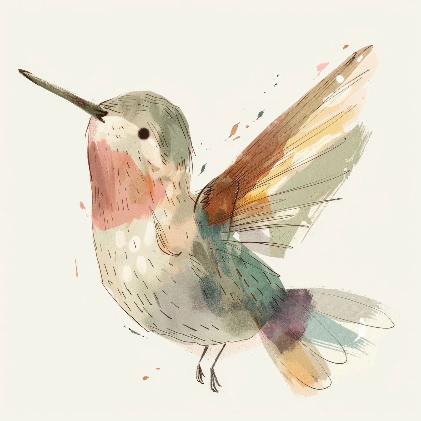 Dynamic Hummingbird in Vibrant Watercolor poster by DesignDoodle