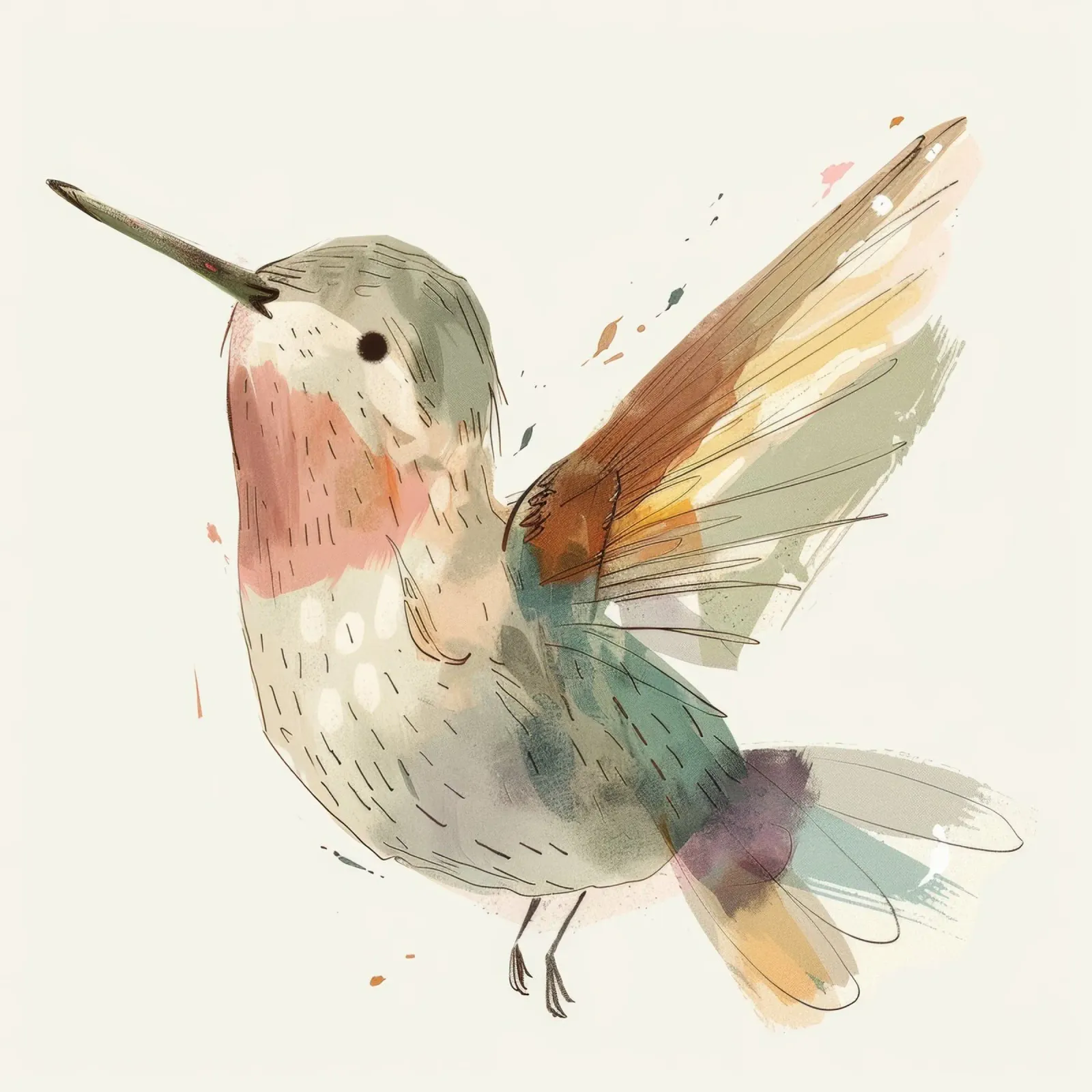 Colibrì dinamico in acquerello vibrante alluminio dibond da DesignDoodle