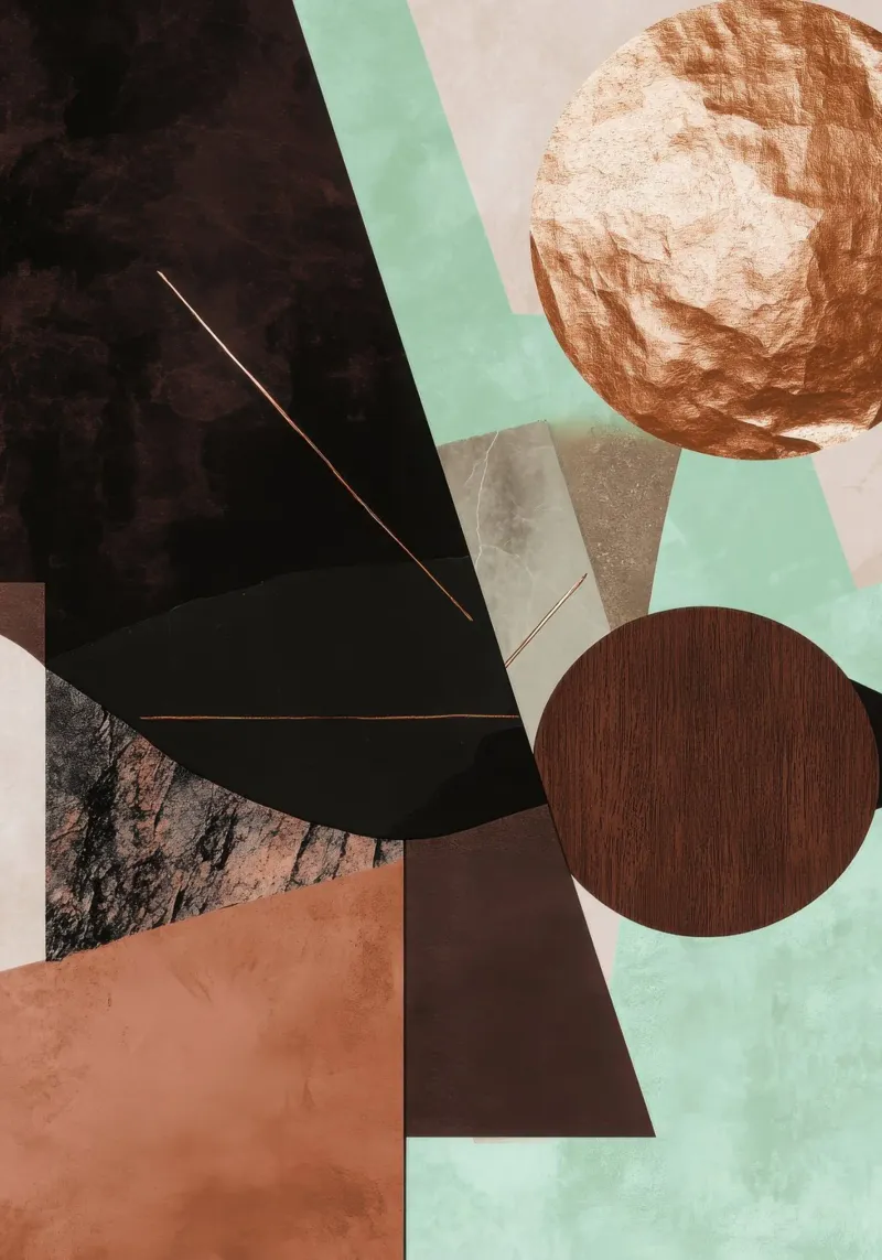 Collage digitale con toni della terra e forme geometriche pellicola backlit da Niklas