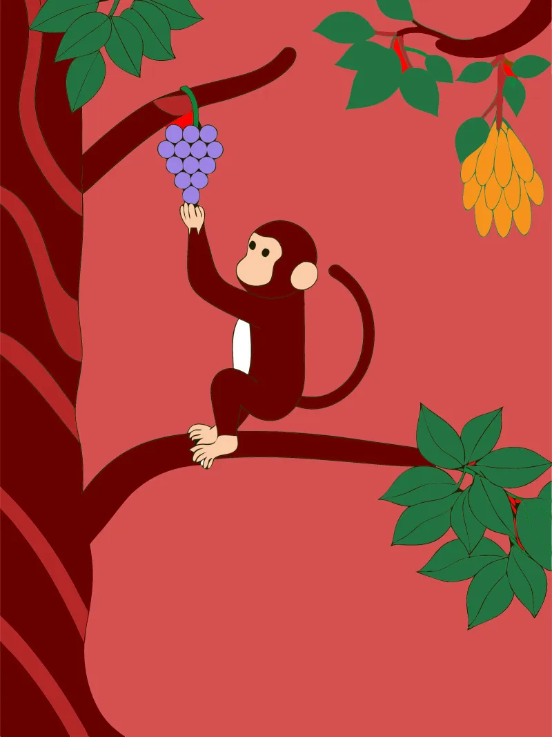 Monkey and Grapes canvas by OUR SHOP