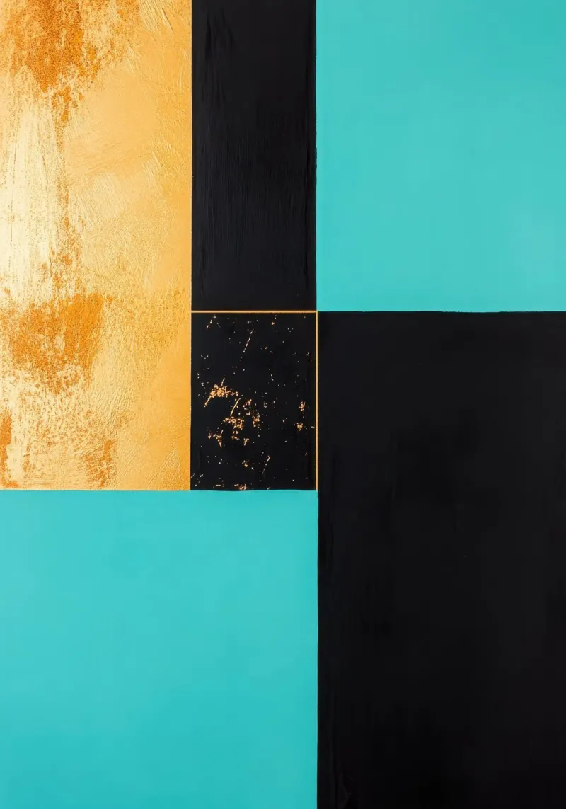 Composizione a tre colori con accenti dorati alluminio dibond da Niklas