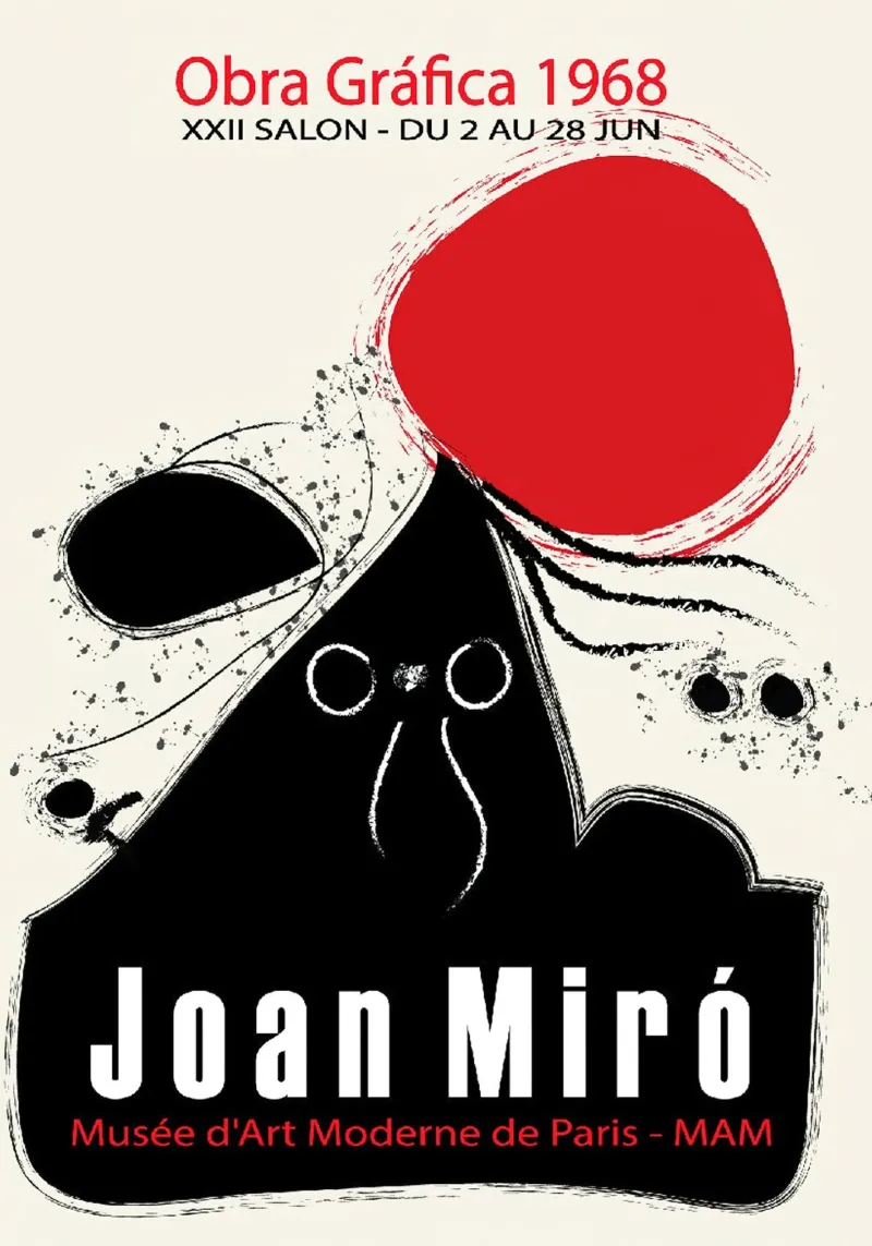 Joan Miro Gallery Poster graphic work 1968 canvas with Floater frame by Danielshop