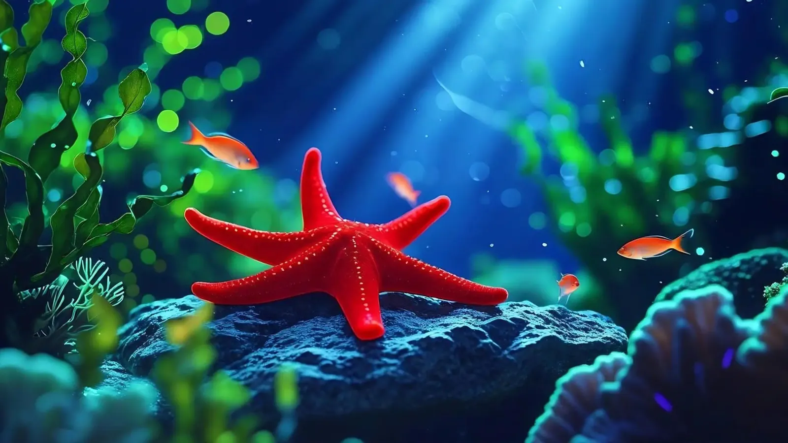 Glow Rest ✦ Red Starfish Beneath the Surface (1) canvas by LUMAQUA ✦ STUDIO