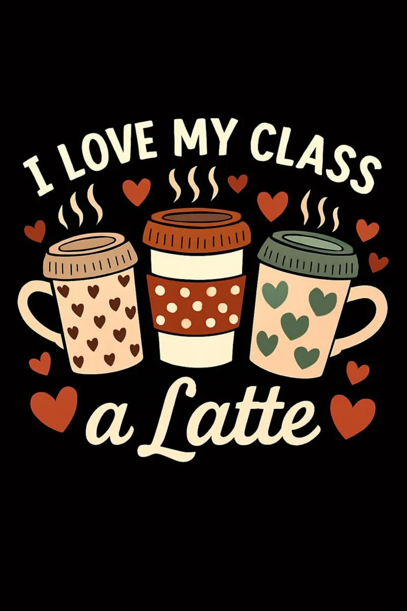Tazza da caffè per insegnanti "I Love My Class A Latte". pellicola backlit da inspirational quote