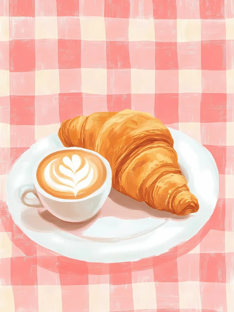 caffè e croissant pellicola backlit da Olga Wildrose