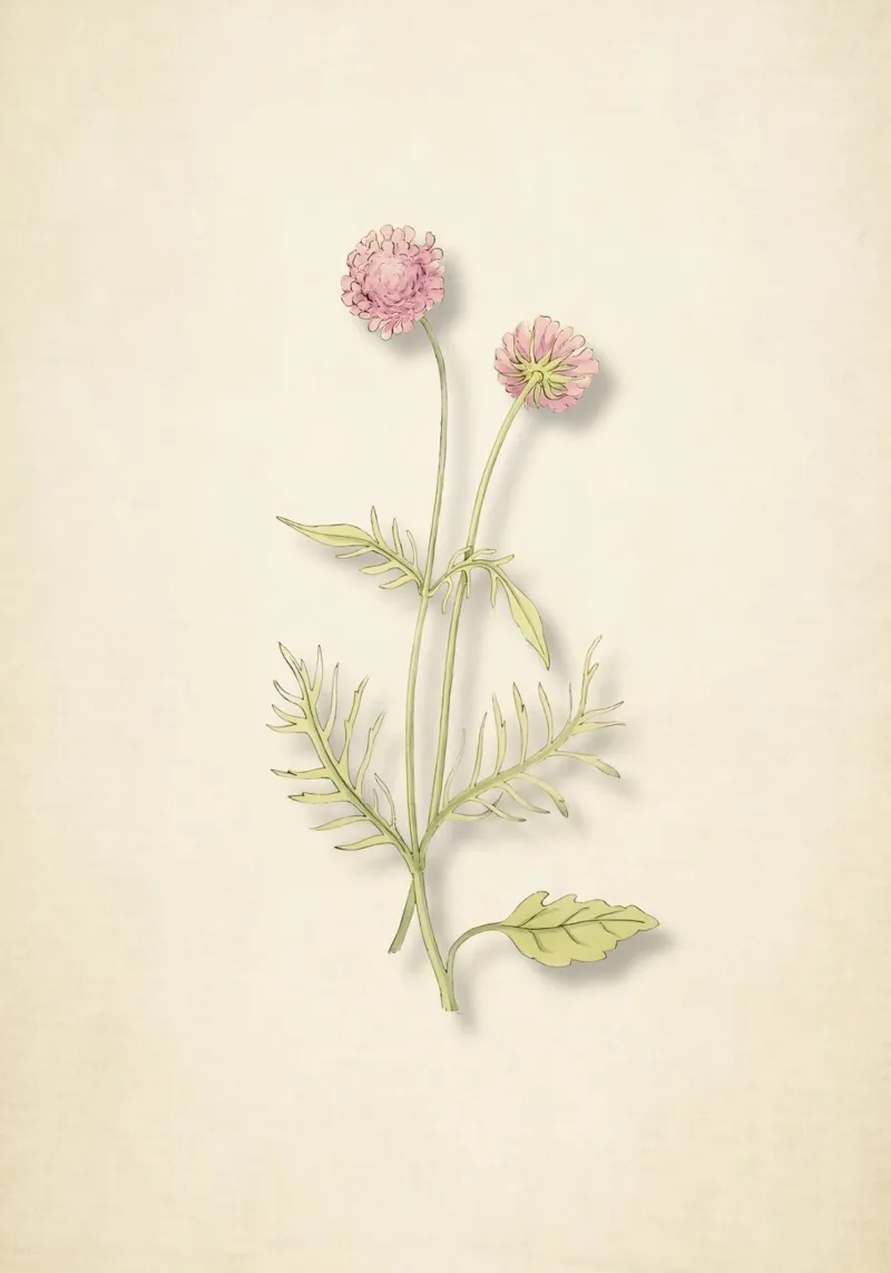Stampa Scabiosa Columbaria - Fiore rosa vintage a puntaspilli tela con Cornice a cassetta da ClubArt