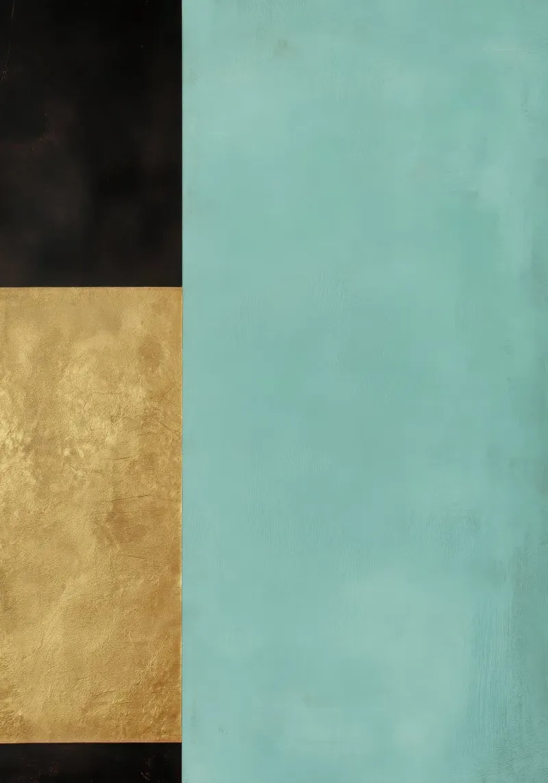 Teal, goud & zwart abstracte harmonie canvas met Baklijst van Niklas