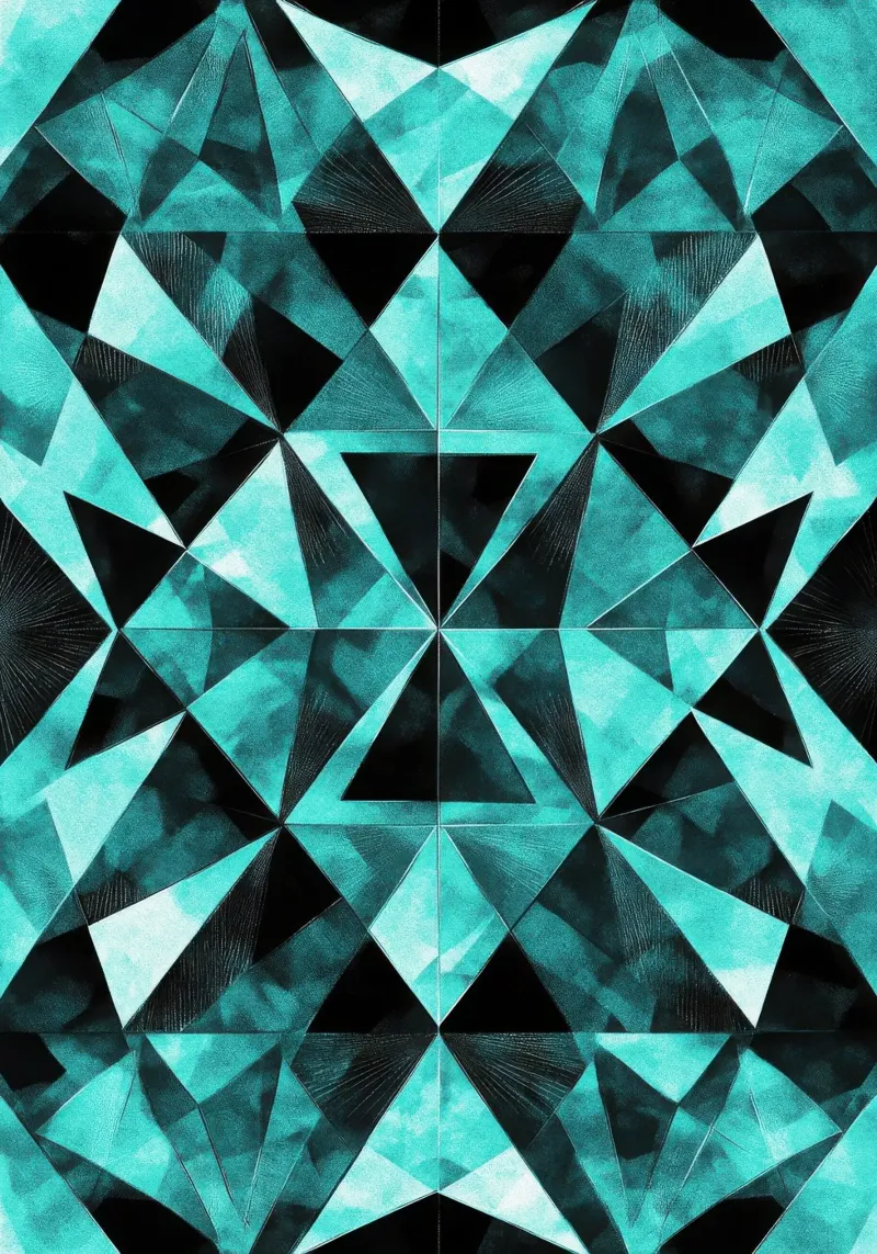 Teal Geometry in Watercolor Glass poster con telaio in alluminio da Niklas