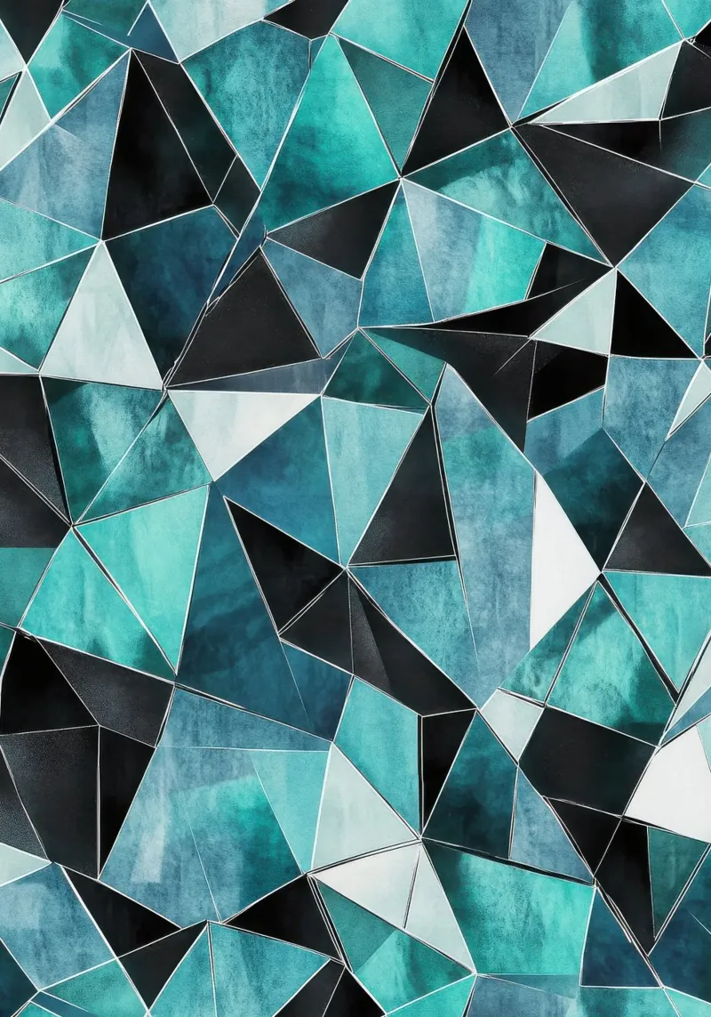 Teal & Black Geometric Watercolor poster con telaio in legno da Niklas
