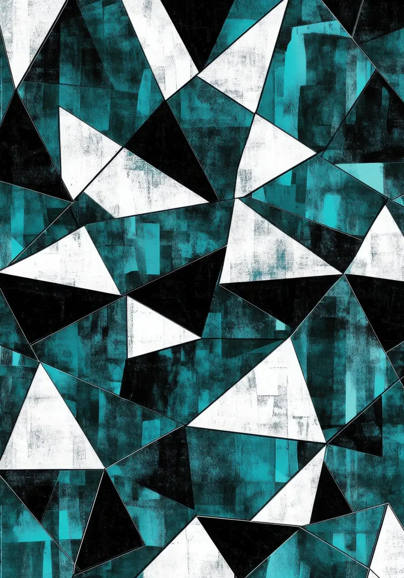 Triangular pattern in turquoise & white canvas by Niklas