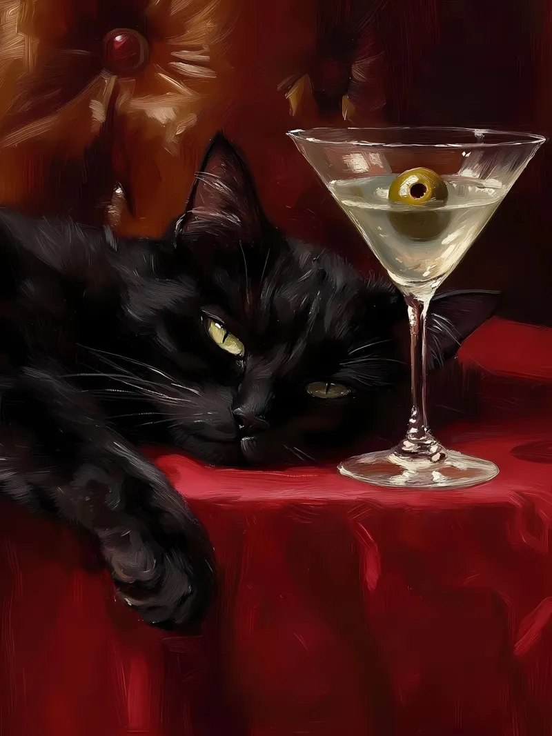 Gatto nero con Martini pellicola backlit da IamHomeStudio