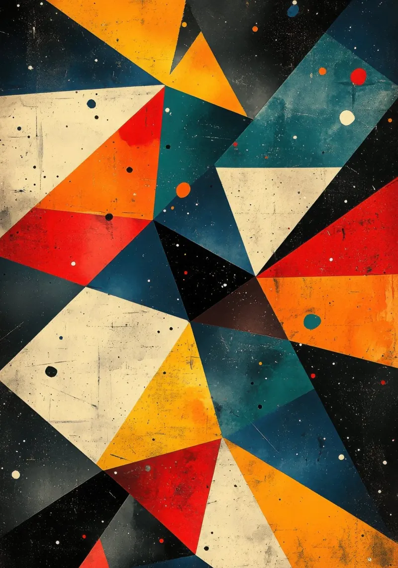 Retro geometry with starry sky canvas by Niklas