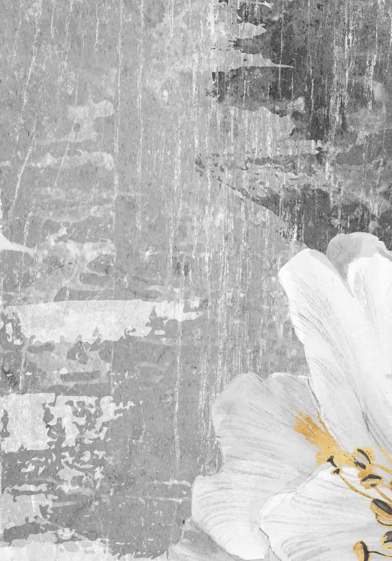 gray abstract art with white flower x pellicola backlit da vintageshop