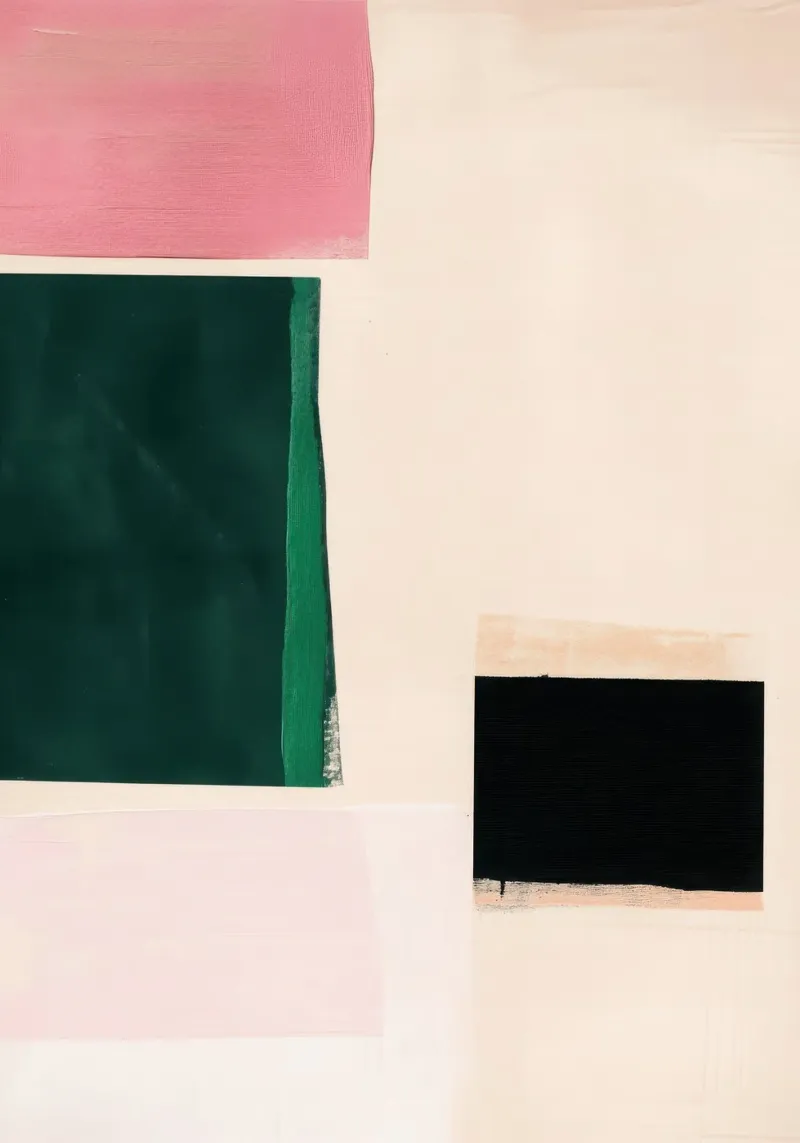 Minimalist Japandi art in pink & green canvas by Euphoria Theresa