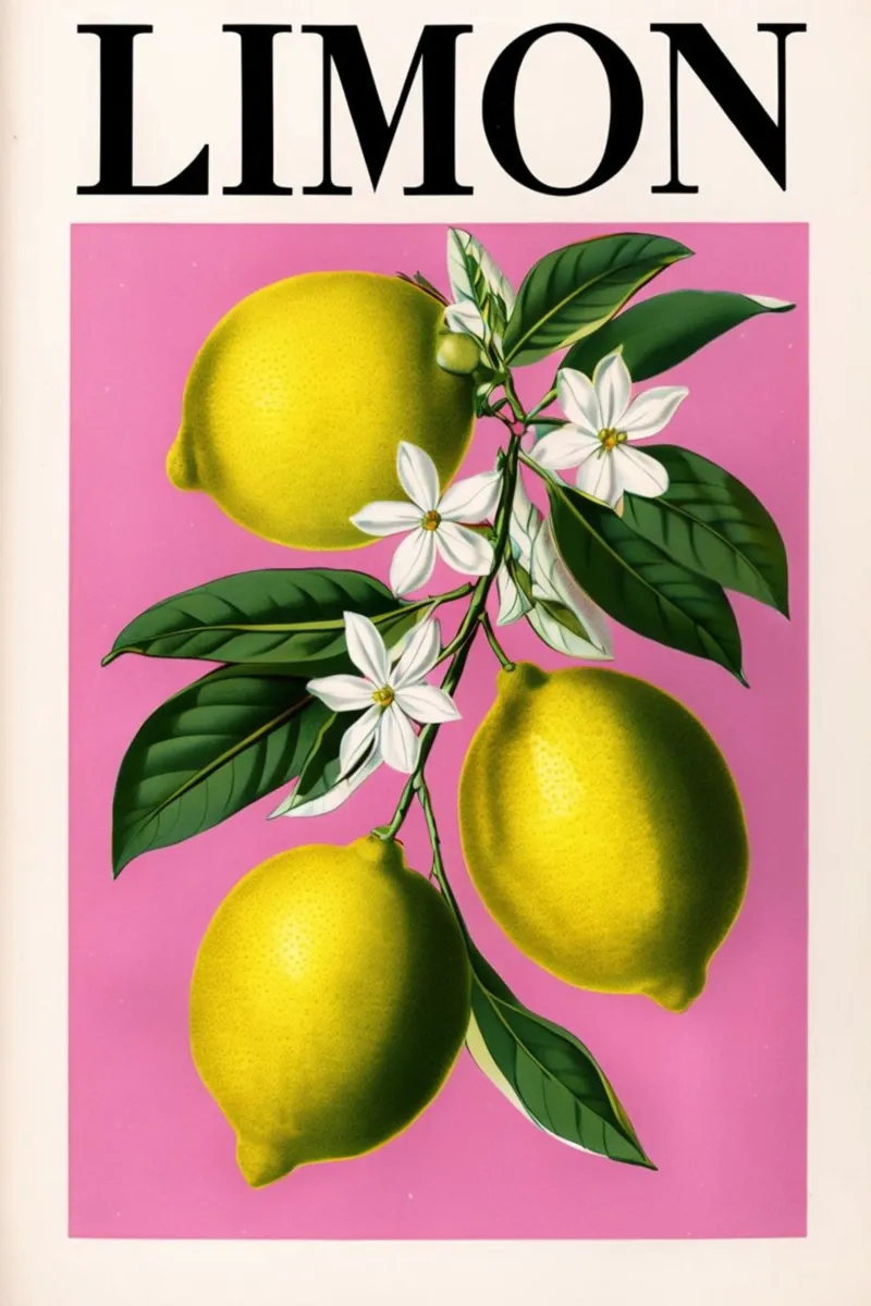 Vintage Lemon Tree Blossom Botanical Print canvas with Floater frame by inspirational quote