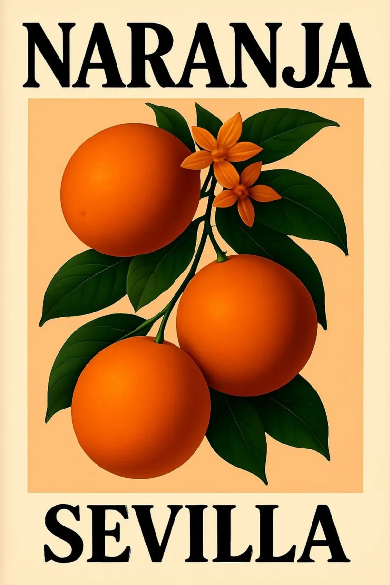 Stampa botanica d'epoca in arancio di Siviglia poster da inspirational quote