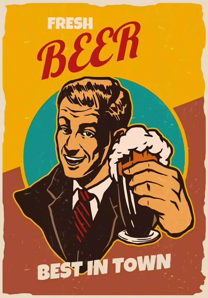 L'opera d'arte della migliore birra della città poster con telaio in legno da Jodie Art