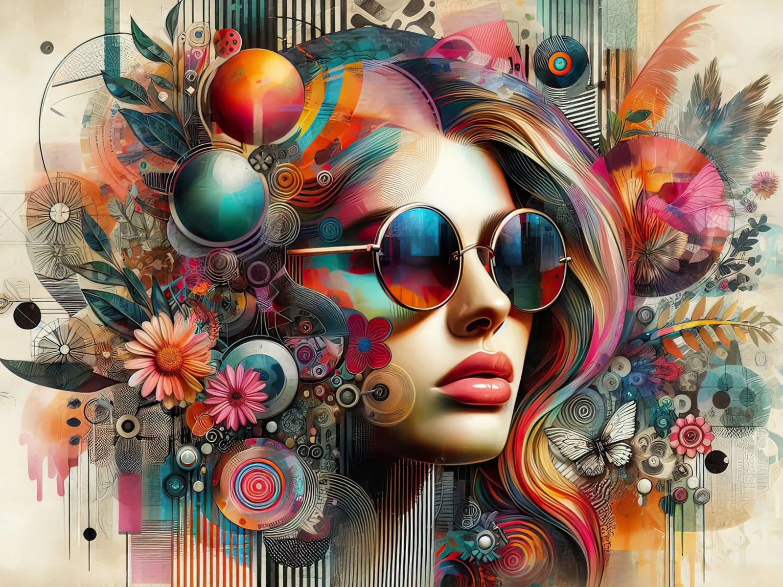 Colorful Portrait with Abstract Floral Elements poster by ARTVI-SHOP