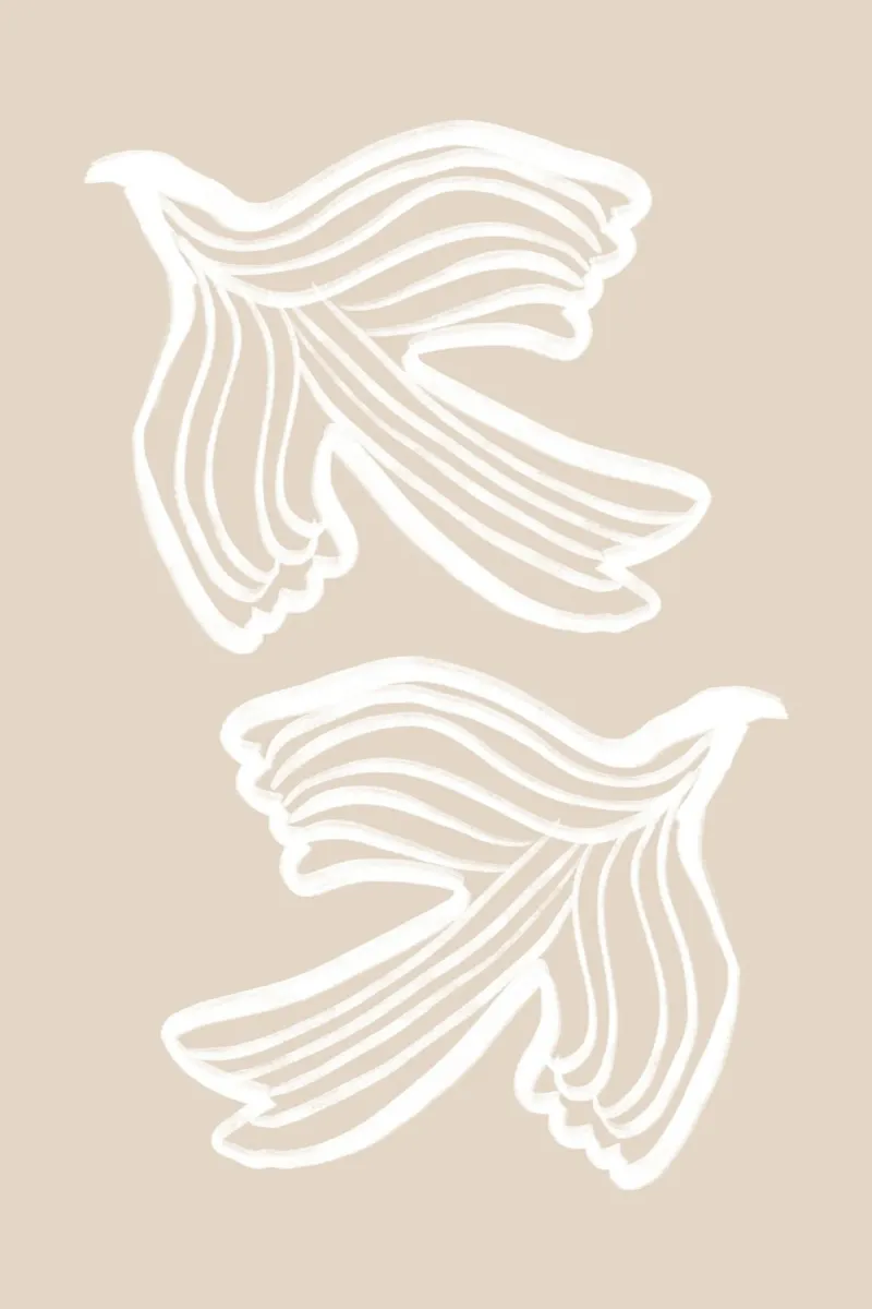 Abstracte witte vogels op beige canvas met Baklijst van Melloi Art Print