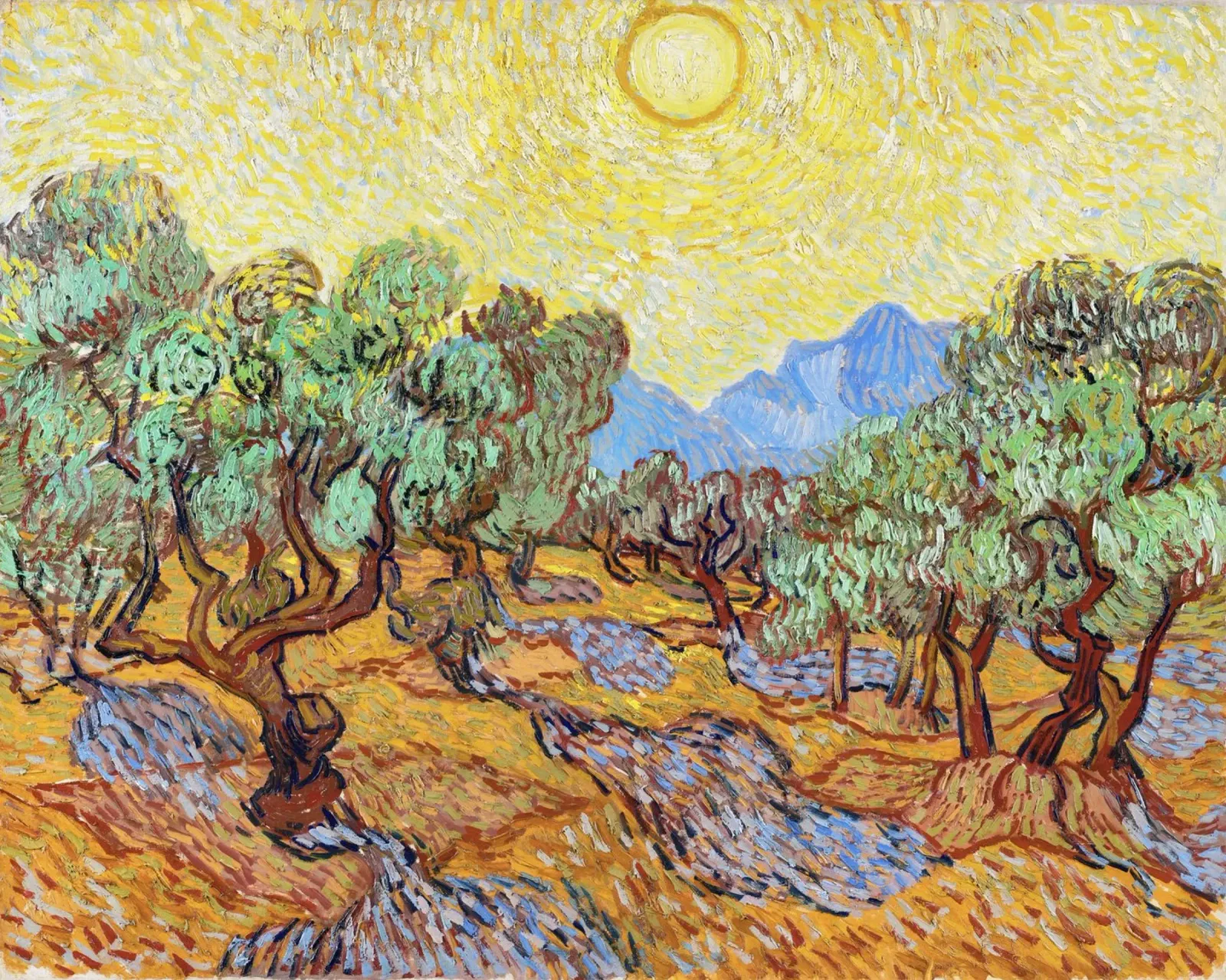 Gli ulivi di Vincent van Gogh (1889) pellicola backlit da Venus Art