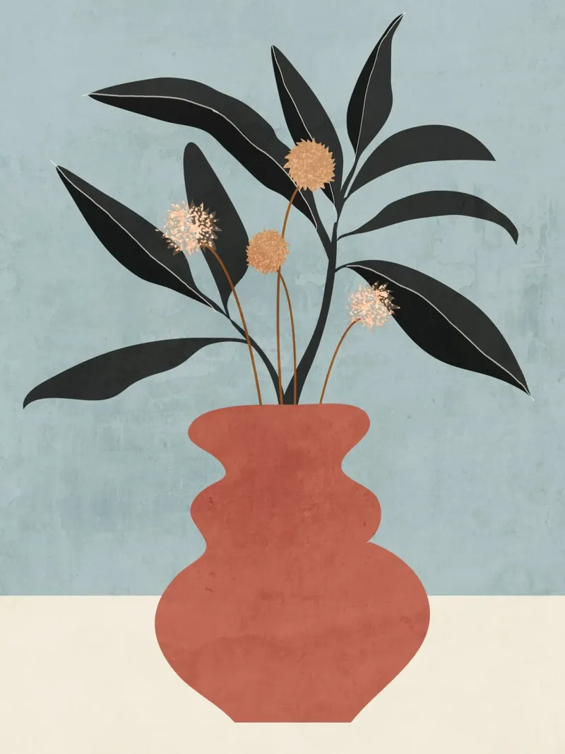 Minimal Abstrakte Kunst Vase Pflanze Poster von ThingDesign