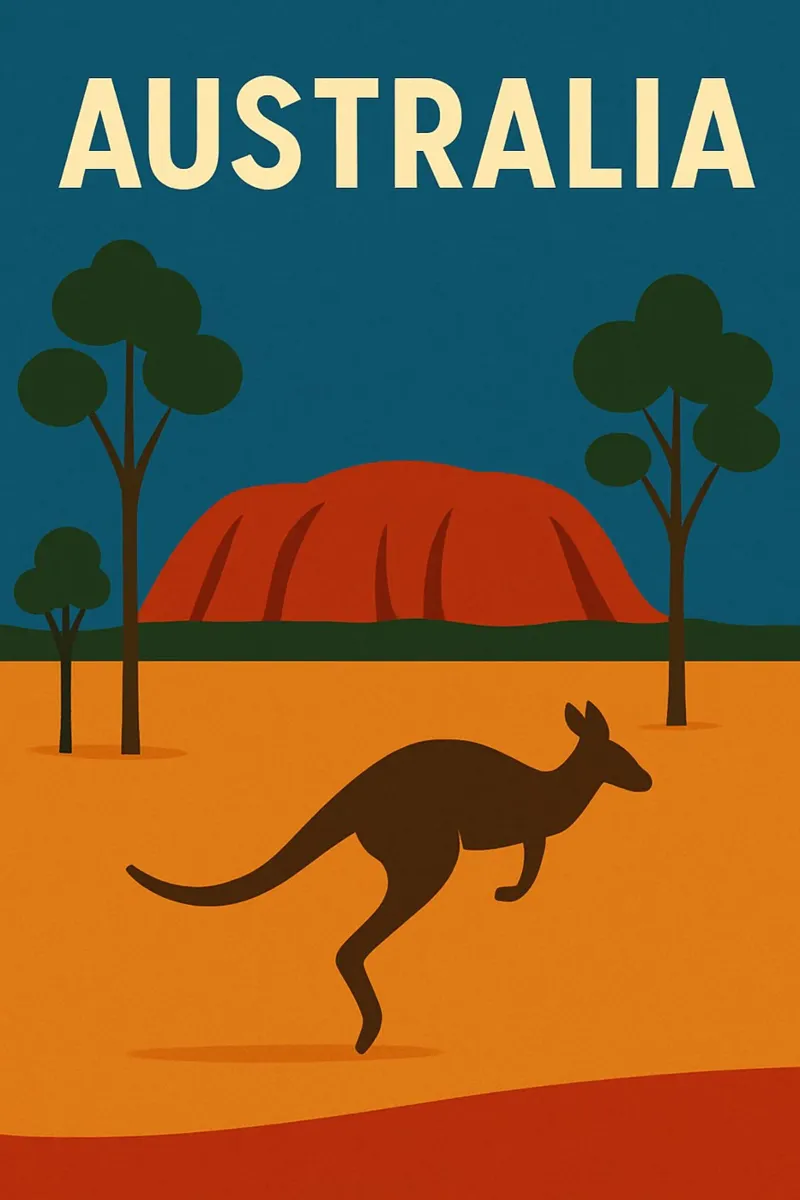 Australia - Selvaggia, solare e grafica pellicola backlit da JETLAG | affiches voyage