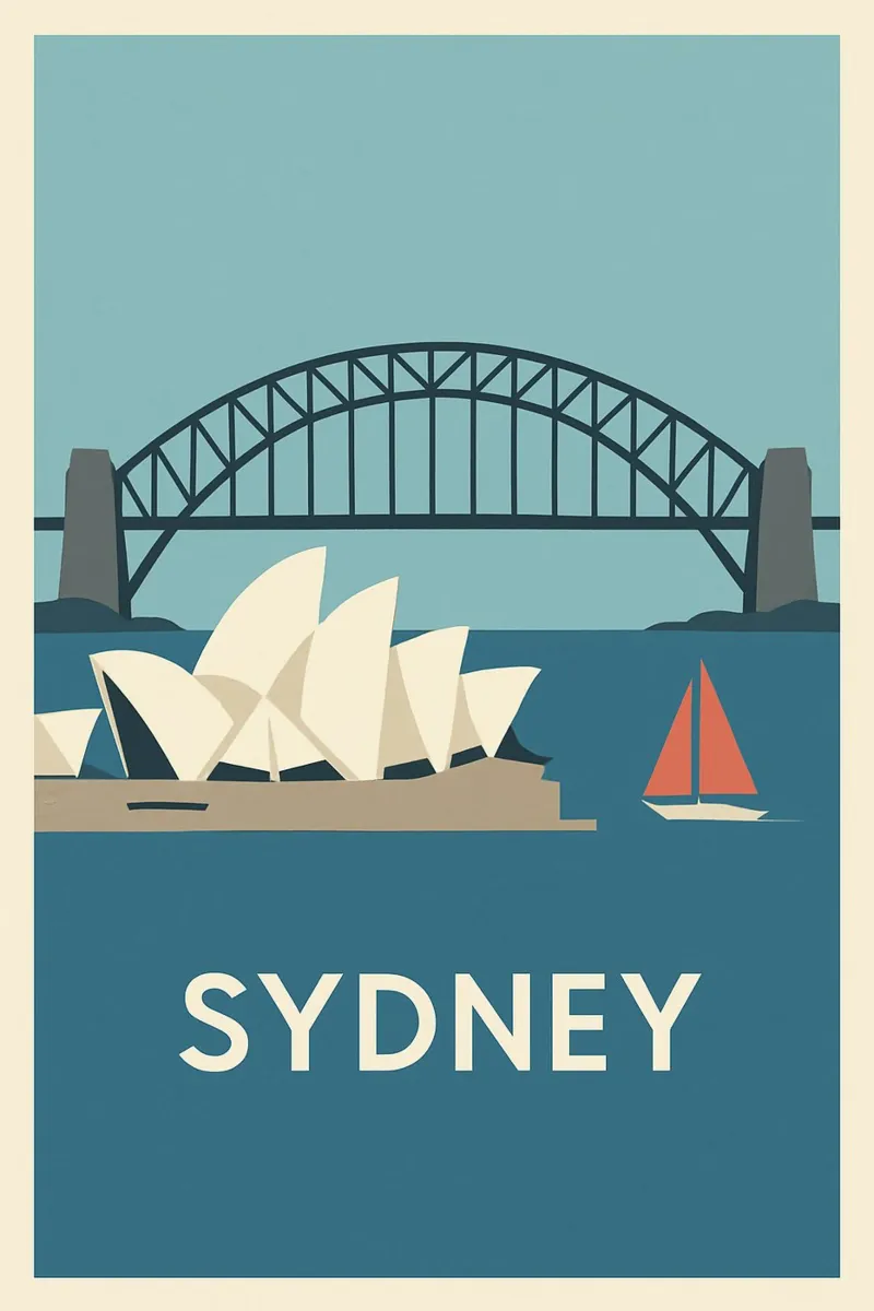 Sydney - The Modern Charm of the Opera House and Harbour Bridge canvas with Floater frame by JETLAG | affiches voyage