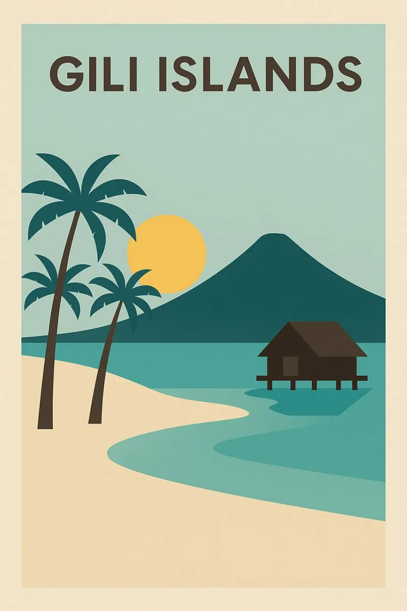 Isole Gili - Évasion Tropicale Minimaliste pellicola backlit da JETLAG | affiches voyage