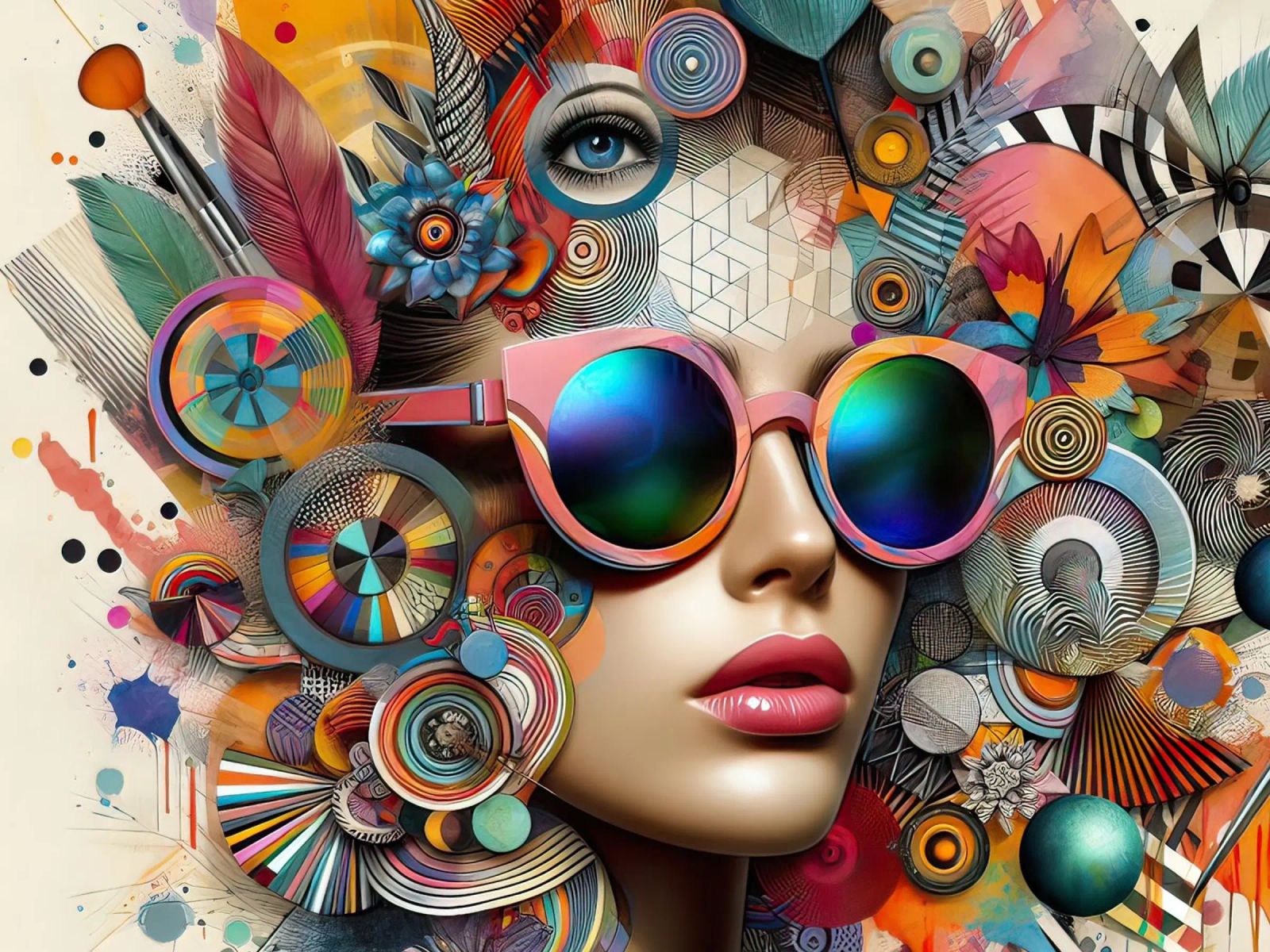 Abstract Woman with Sunglasses and Ornaments poster by ARTVI-SHOP