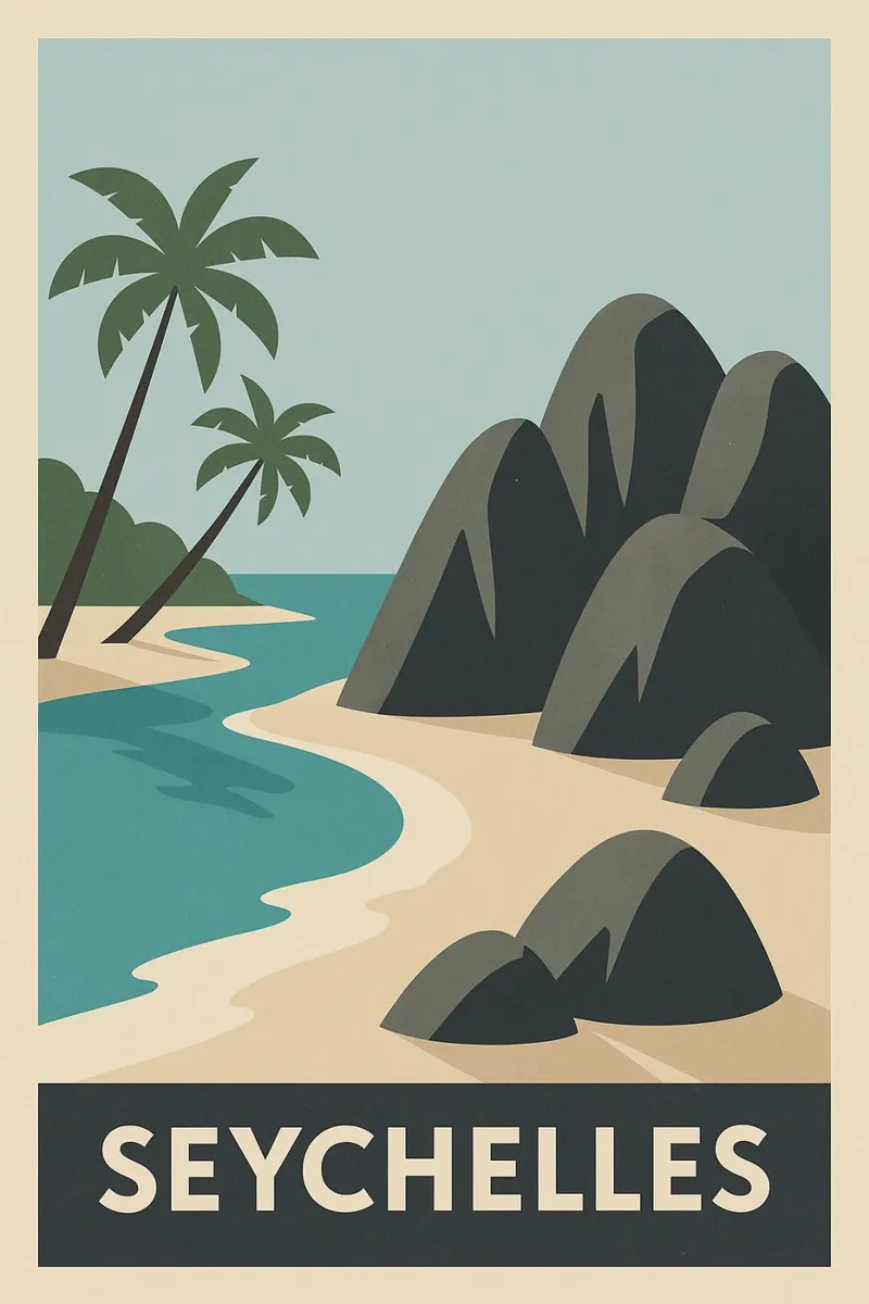 Seychelles - Rocce di granito e paradiso di sabbia pellicola backlit da JETLAG | affiches voyage