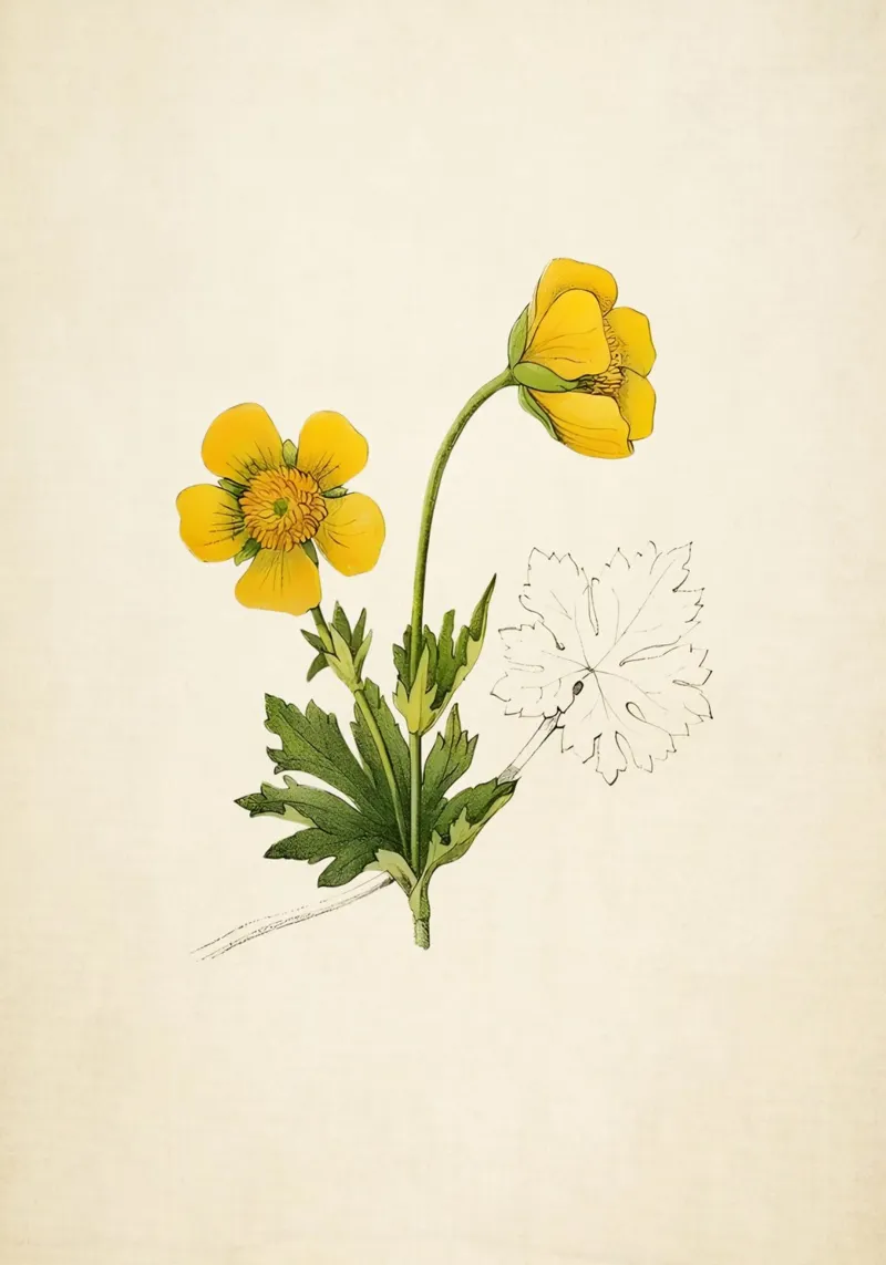 Botanische print van gele boterbloem - Naturecore Art hahnemühle van ClubArt