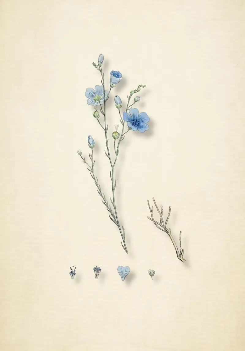 Stampa botanica di lino blu vintage - Arte della natura e dei fiori selvatici poster da ClubArt