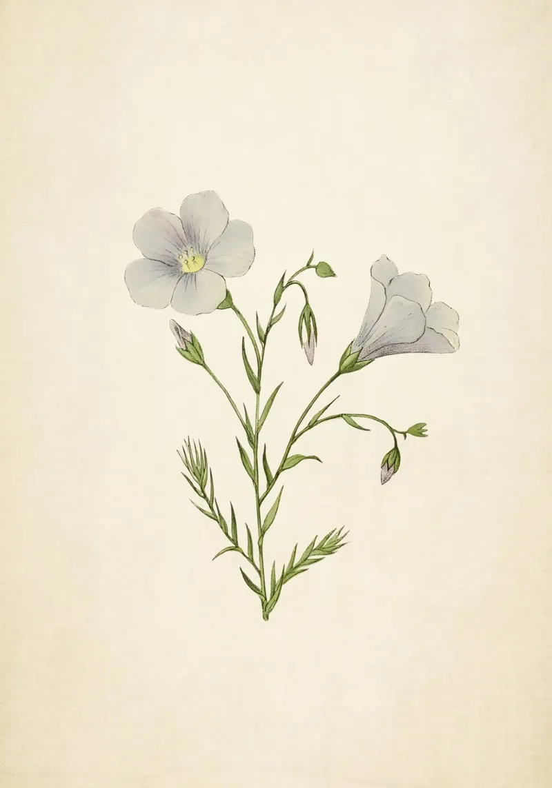Stampa botanica vintage di lino bianco - Delicata arte dei fiori selvatici poster con telaio in legno da ClubArt
