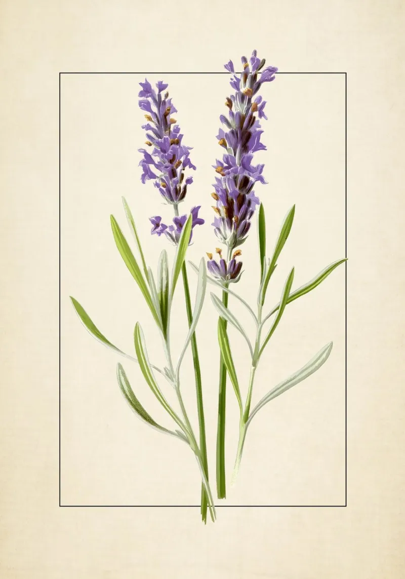 Stampa botanica vintage sulla lavanda - Arte murale floreale viola poster da ClubArt