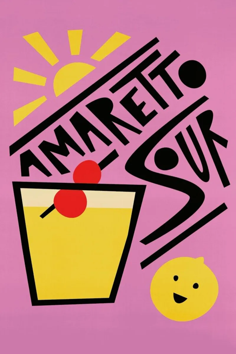 Amaretto Sour Cocktail poster con telaio in plastica da Fox & Velvet