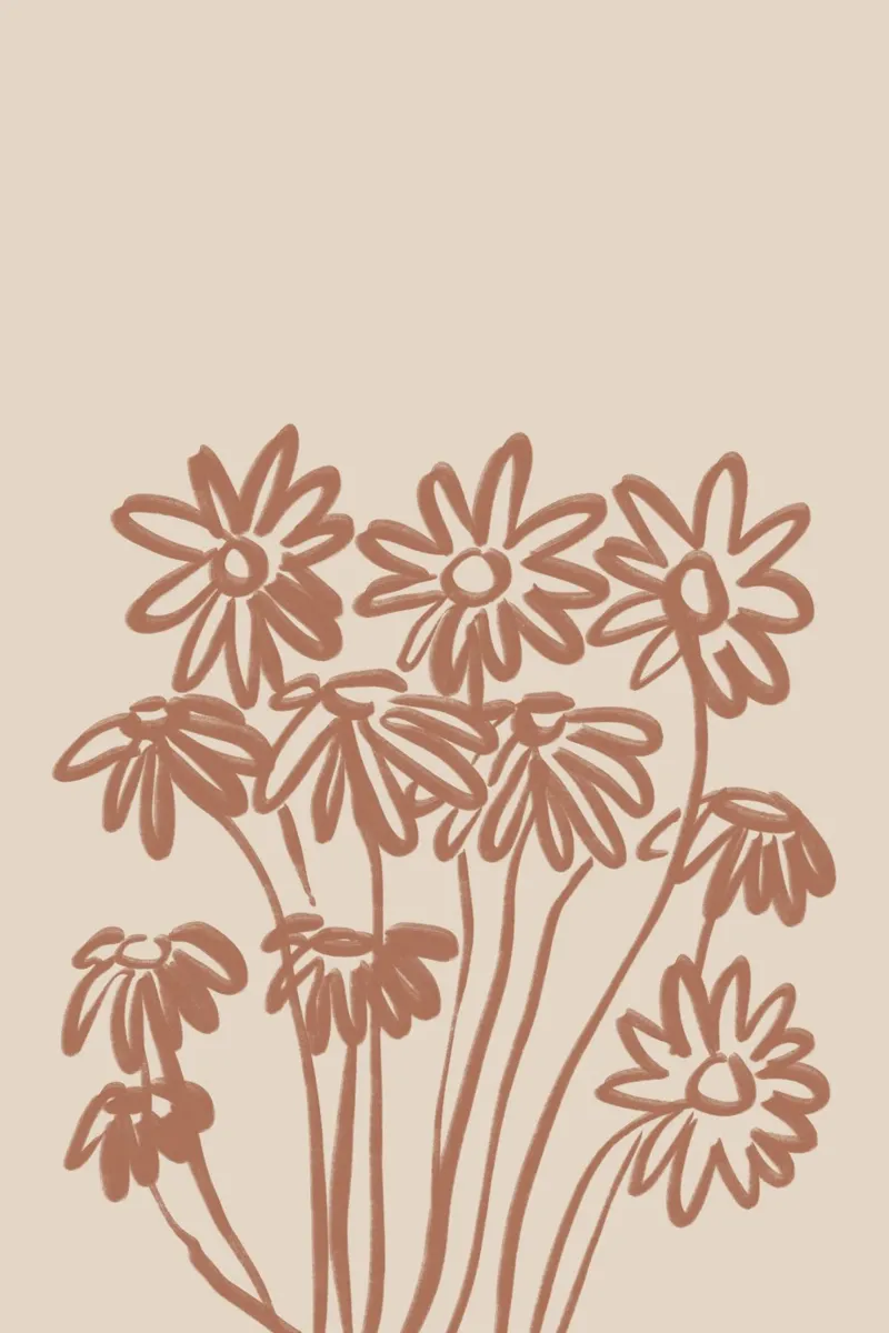 Minimalist Daisy Bunch Line Art backlit film by Melloi Art Print