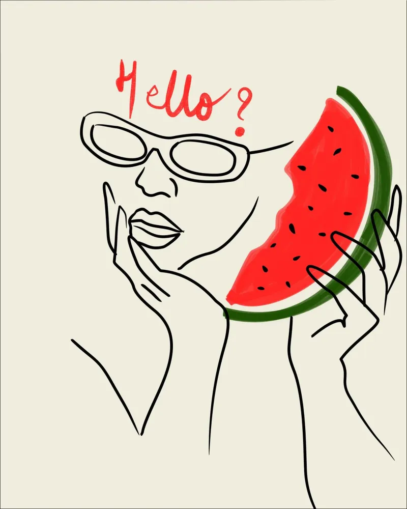 Hello? Watermelon Calling! canvas van Kintsugi99
