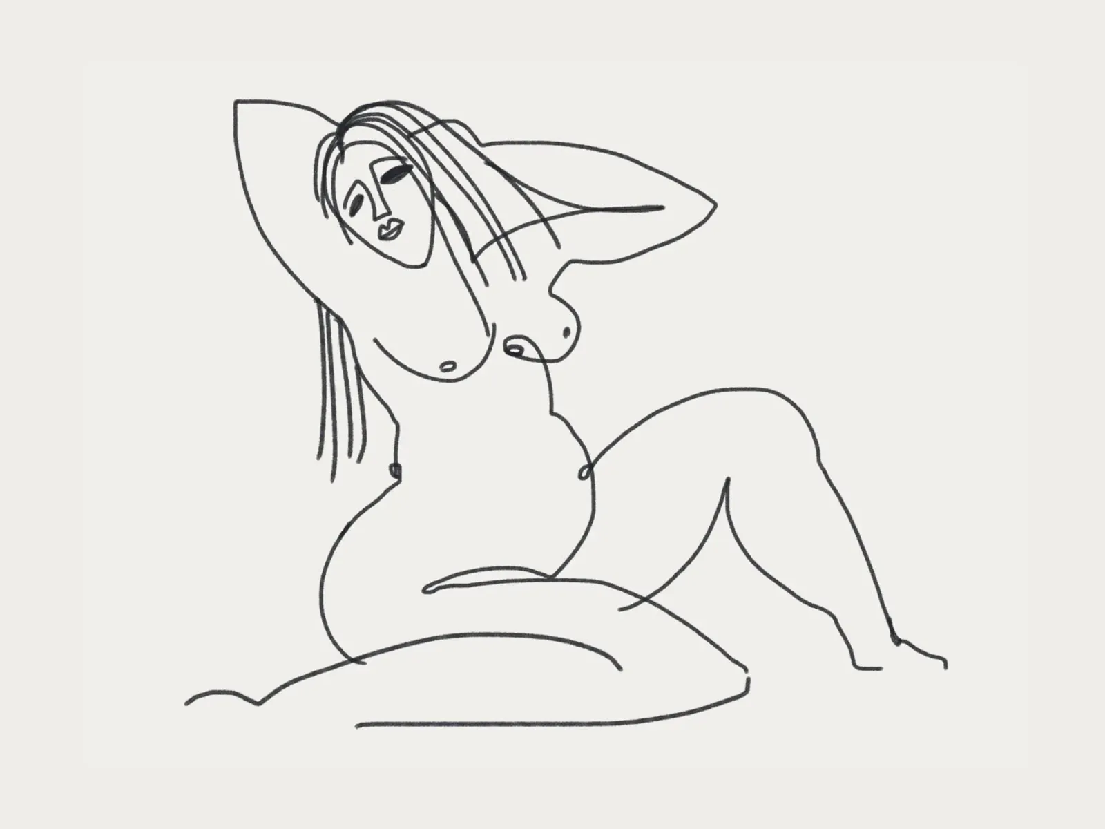 Linienkunst sitzend nackt Poster von Little Dean