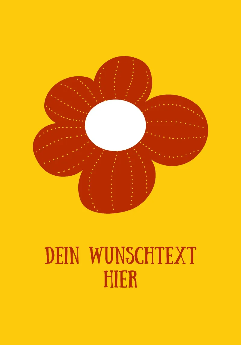Retro Blume auf senfgelb mit Wunschtext poster con telaio in plastica da BAINAI