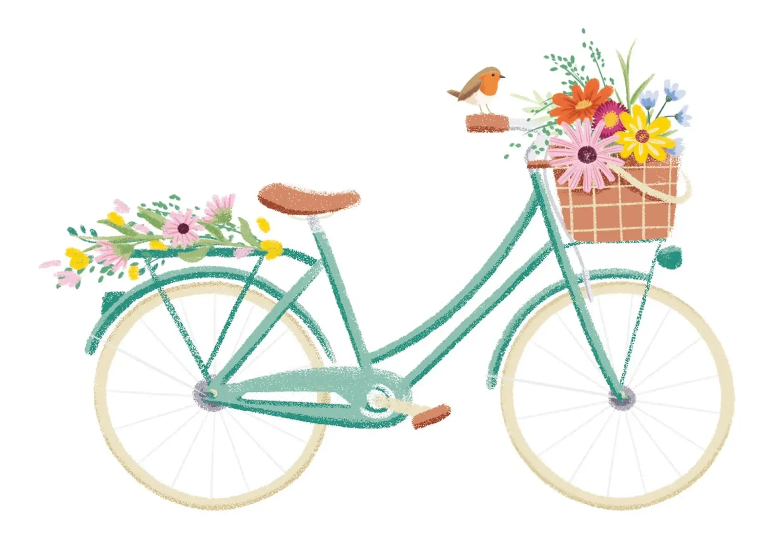 Bicicletta estiva con cesto di fiori poster con telaio in plastica da VIERUNDFÜNFZIG