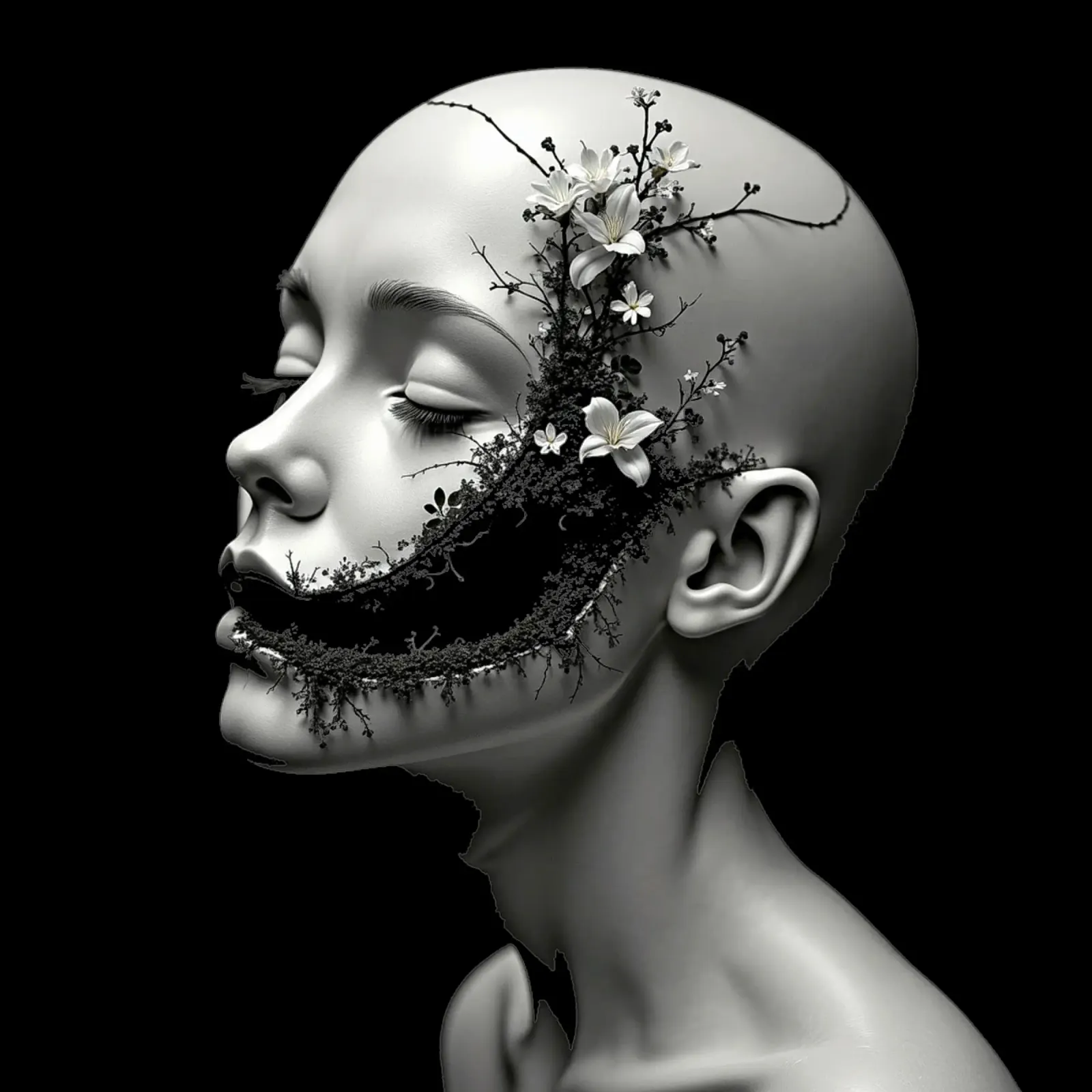 Il silenzio che fiorisce poster con telaio in plastica da Dustlight Atelier