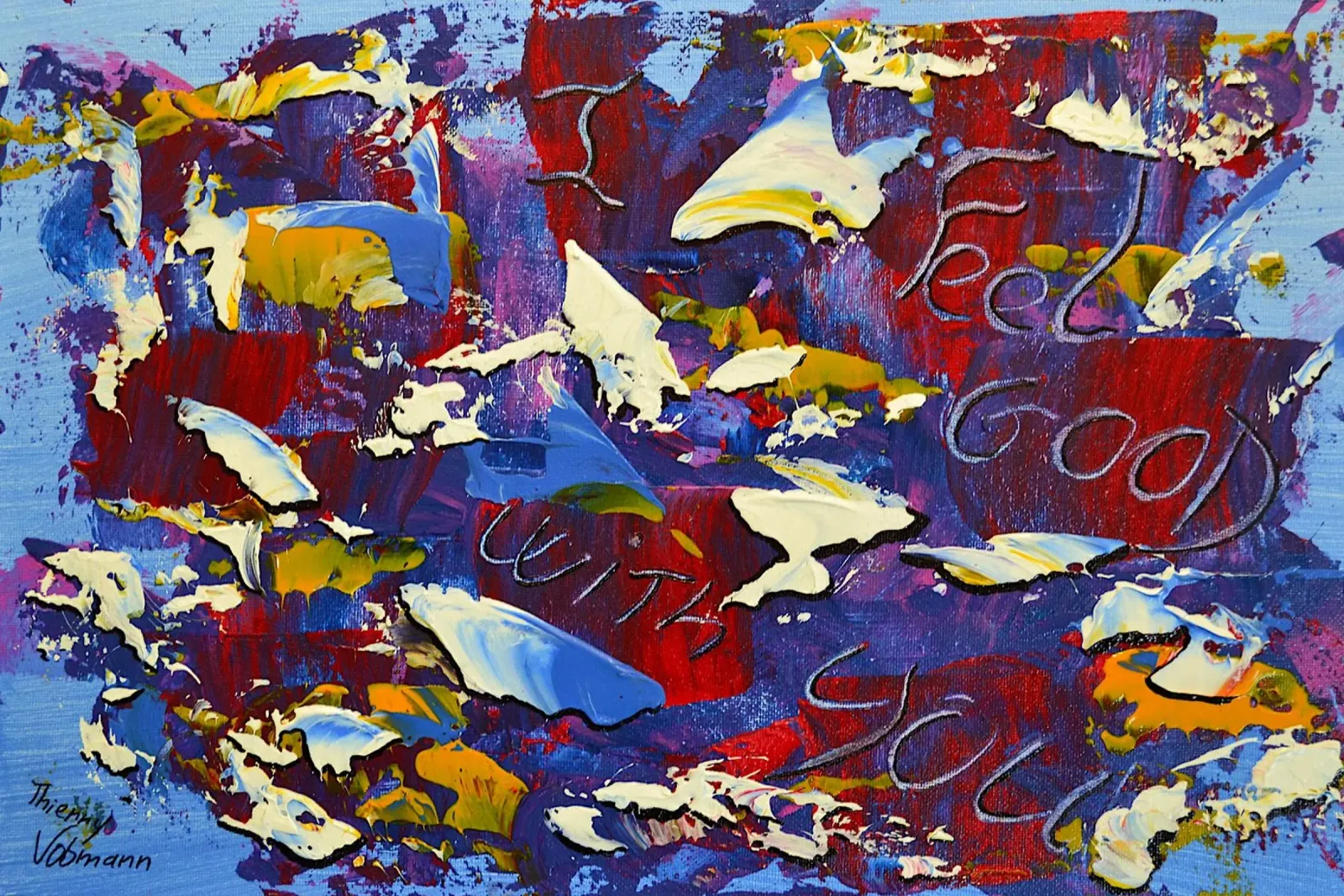 MESSAGGIO NASCOSTO MI SENTO BENE CON TE. poster con telaio in plastica da Thierry Vobmann Abstract painting