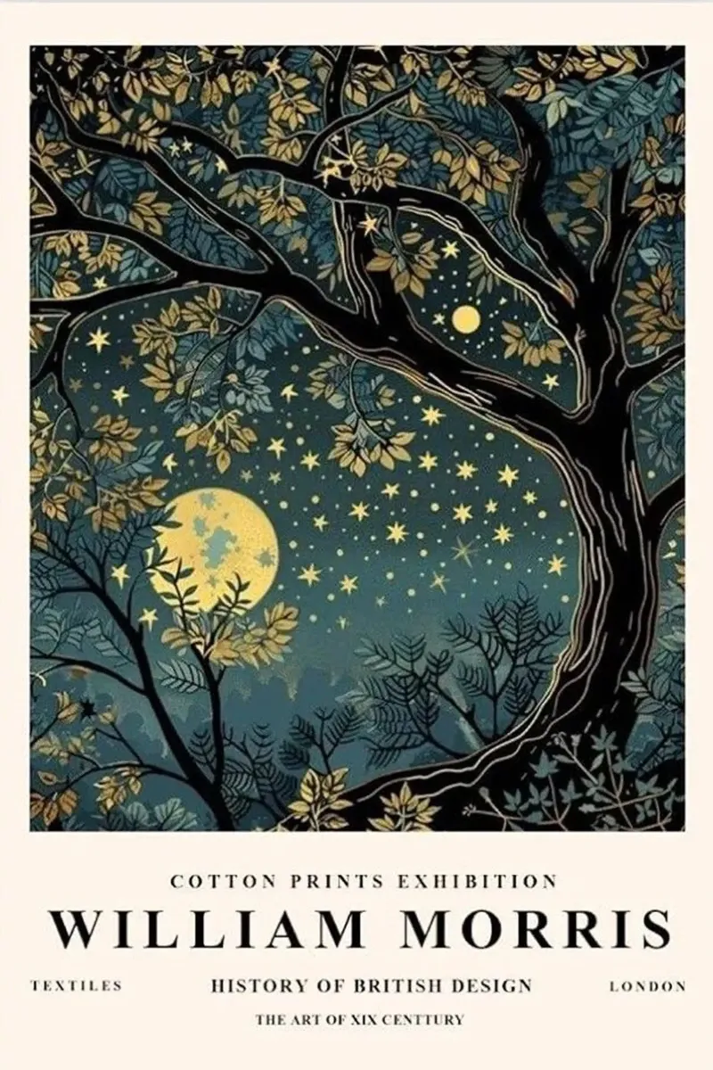 luna e stelle di notte william morris pellicola backlit da komo store