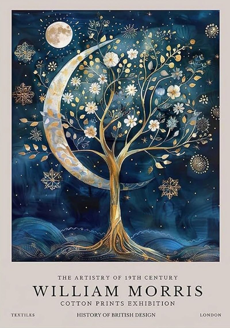 fleurs céleste sérénité crépuscule william morris poster de komo store