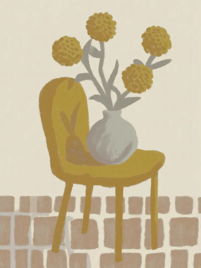 Vintage bloemenaccenten poster met kunststof frame van Carinaprint