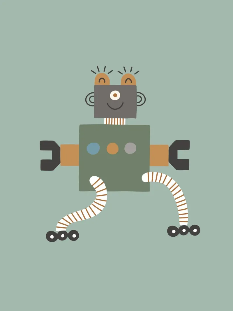 Robot boho murale, poster per bambini, camera dei bambini poster da Edina Varga Prints