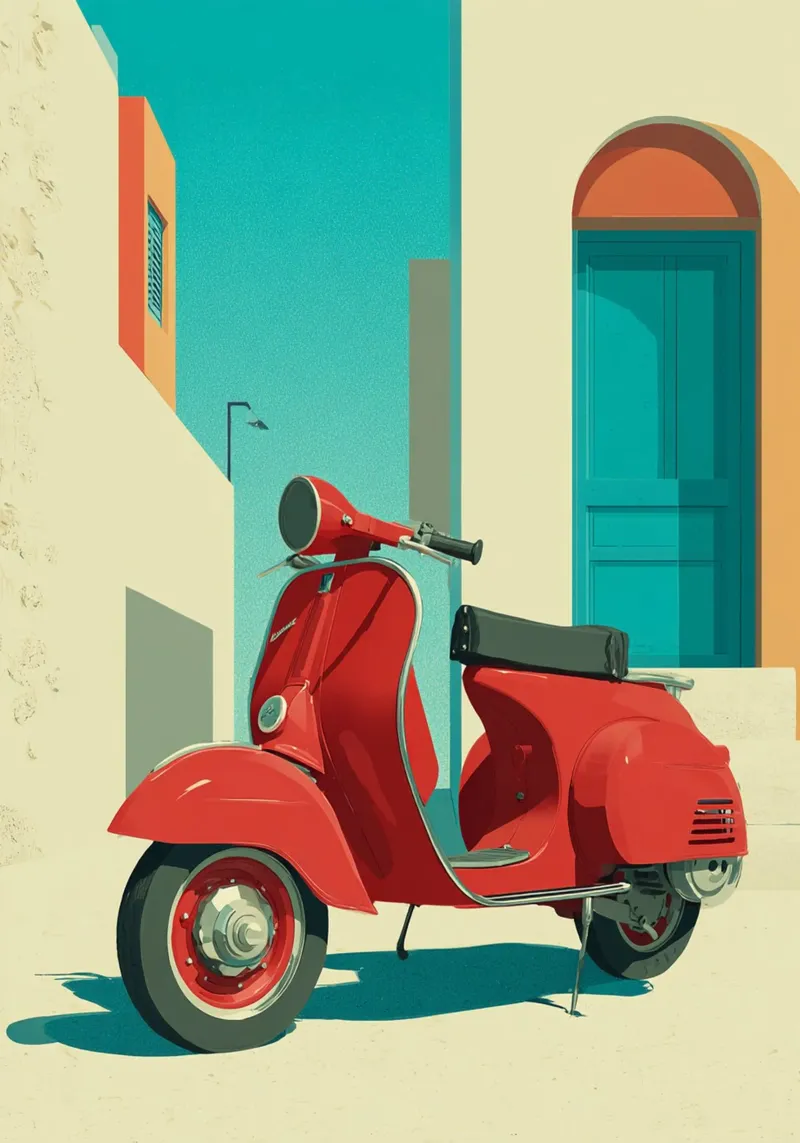 Vespa in the Sunlight alluminio dibond da Mosaic Dialogue