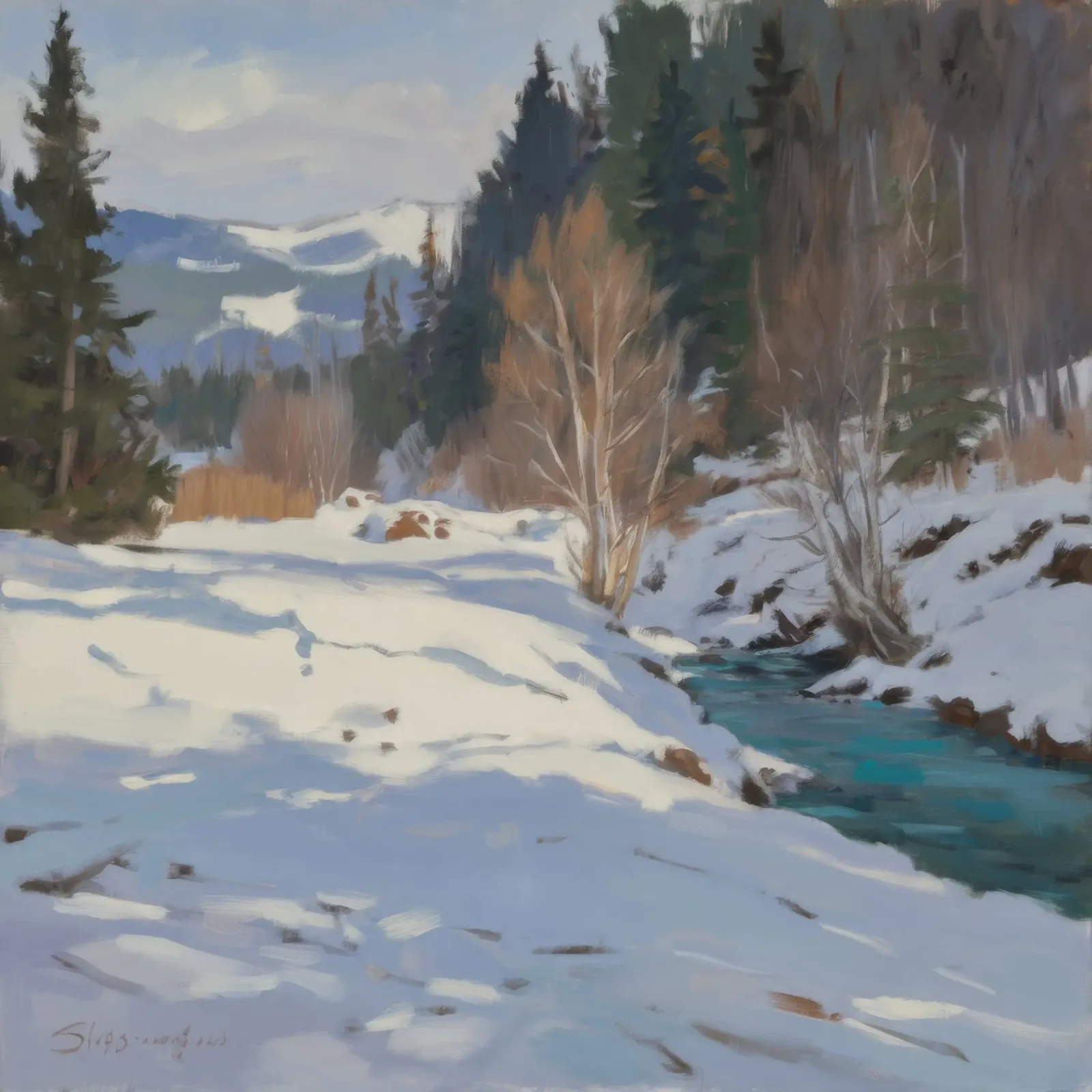 Portata invernale del fiume poster con telaio in plastica da Radiance Landscape