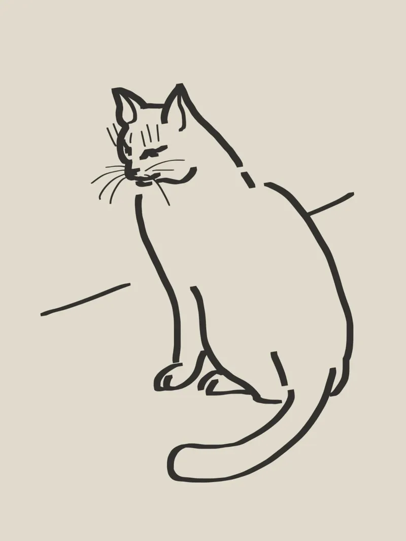 Line art cat drawing 3 hahnemühle by Little Dean